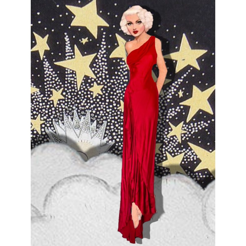 Vintage Warner Brothers Costume Department Satin Dina Bar-el Gown 30's Bias Cut - Picture 1 of 15